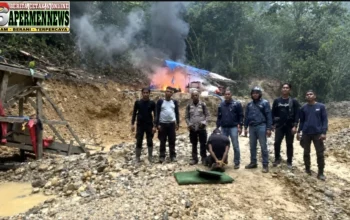 Polsek Kampar Kiri Ungkap PETI di Kampar Kiri Hulu, Operator Ekskavator Diamankan